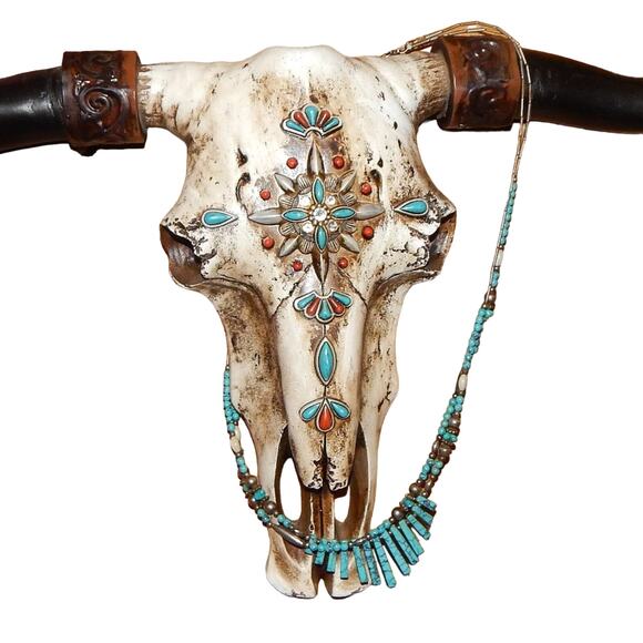 Vintage 2 Tier Turquoise ~MOP ~Silver Necklace - Picture 1 of 8